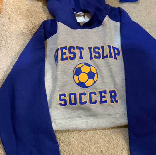 Customized Blue & Gray Soccer Hoodie